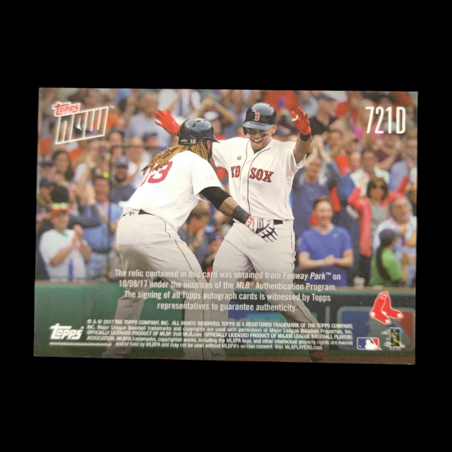 2017 Topps Now Rafael Devers Rookie Game Used Relic Autograph Serial # 7/10