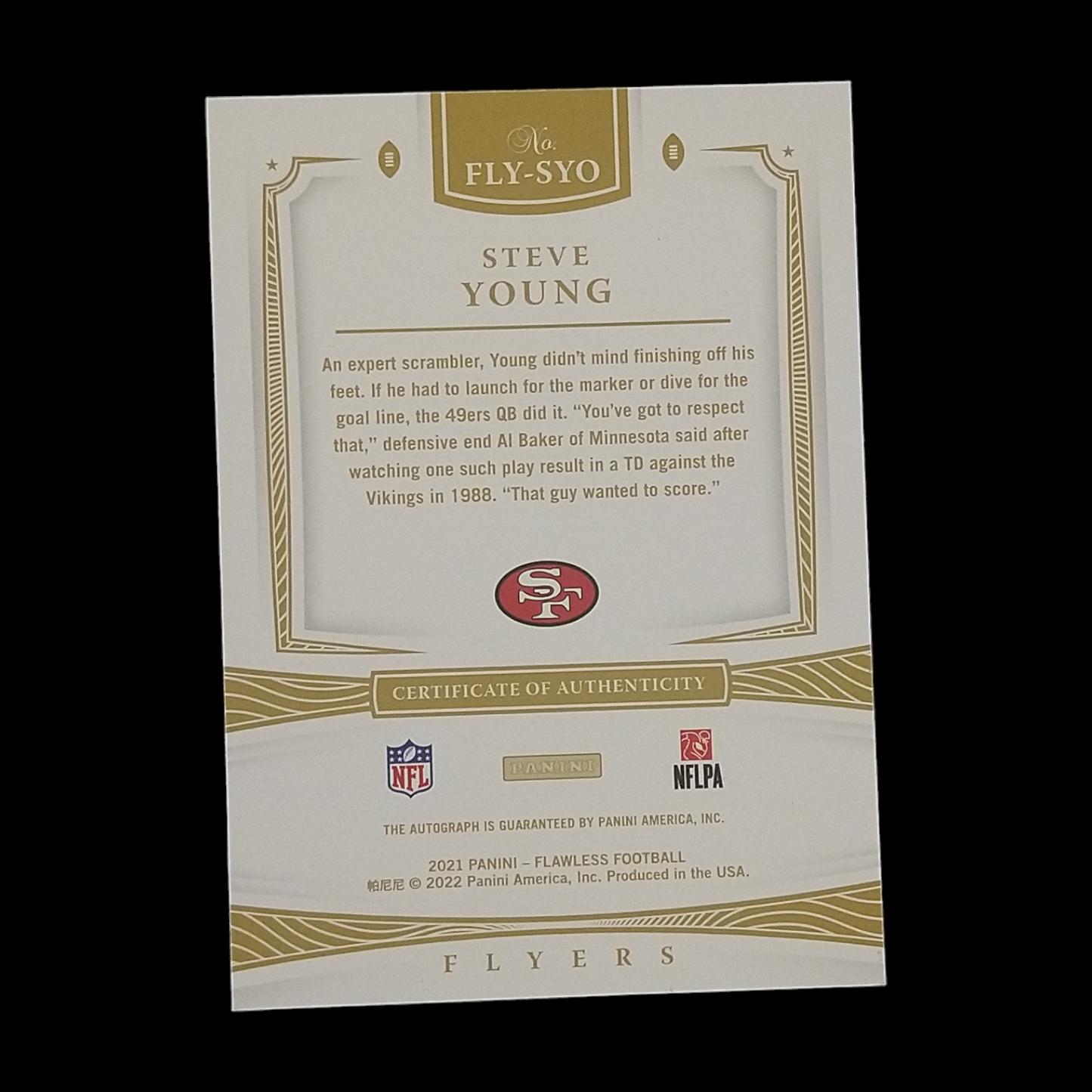 2021 Panini Flawless Steve Young Autograph Serial # /15