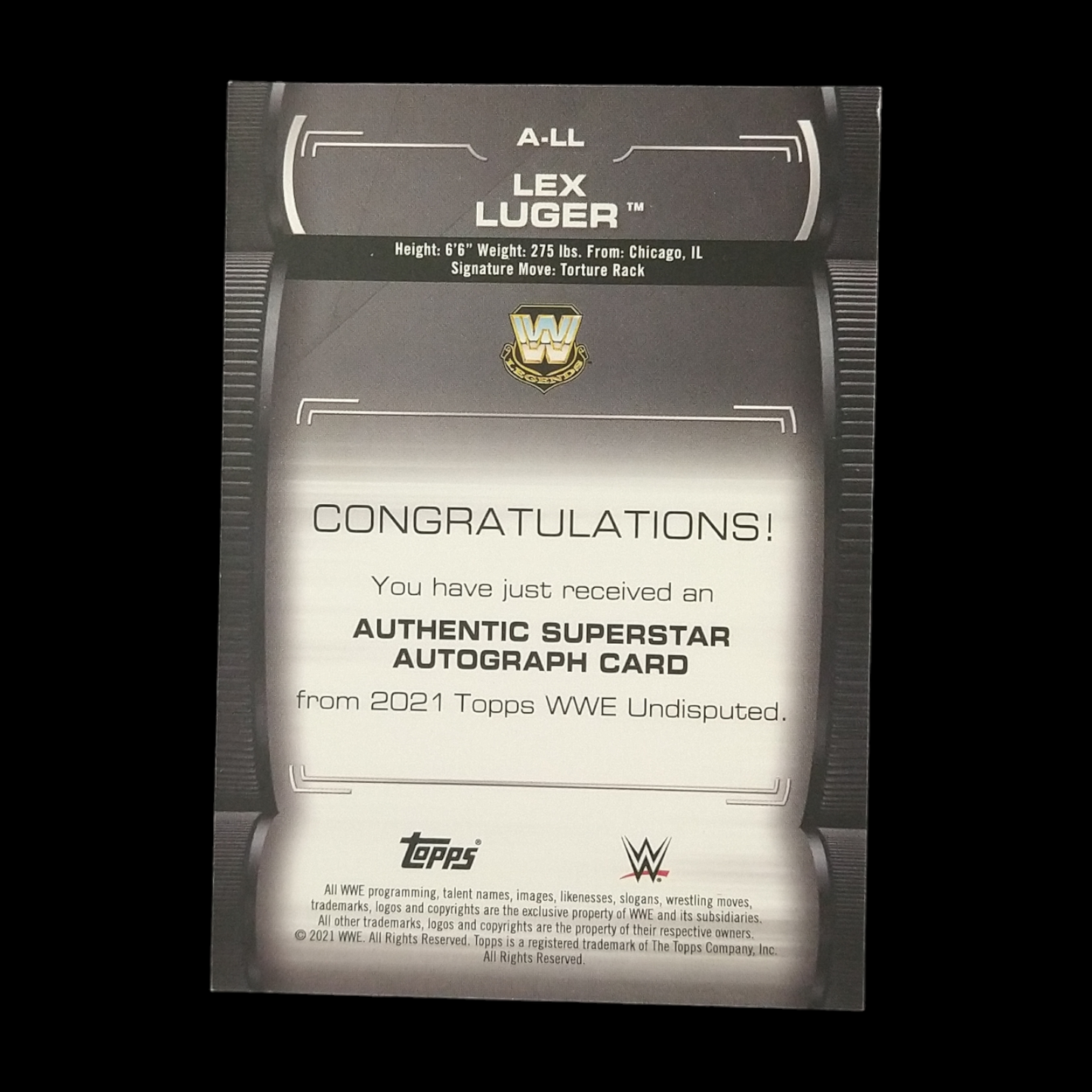 2021 Topps Undisputed Lex Luger Autograph /199