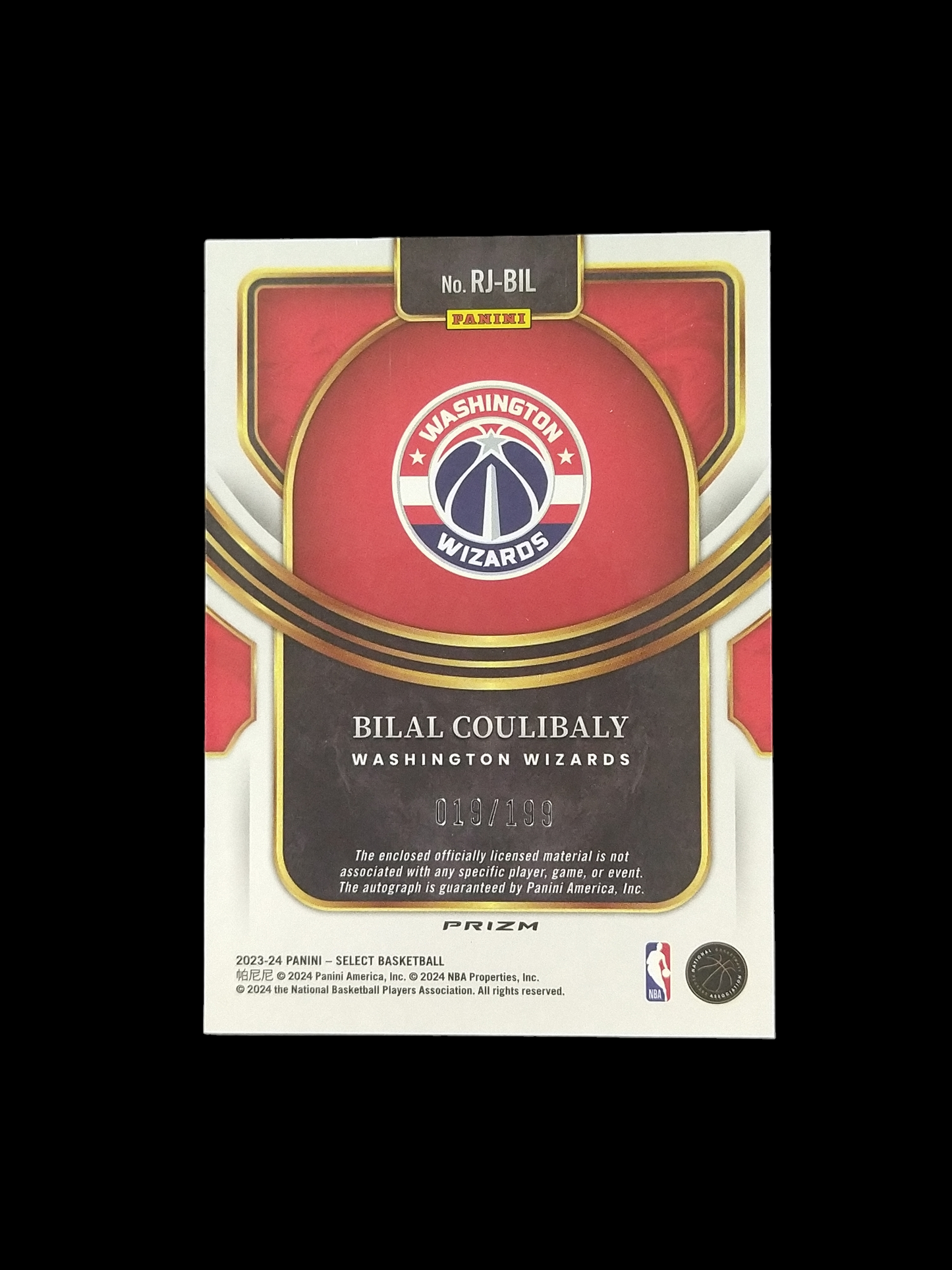 2023-24 Panini Select Bilal Coulibaly Rookie Jersey Patch Autograph