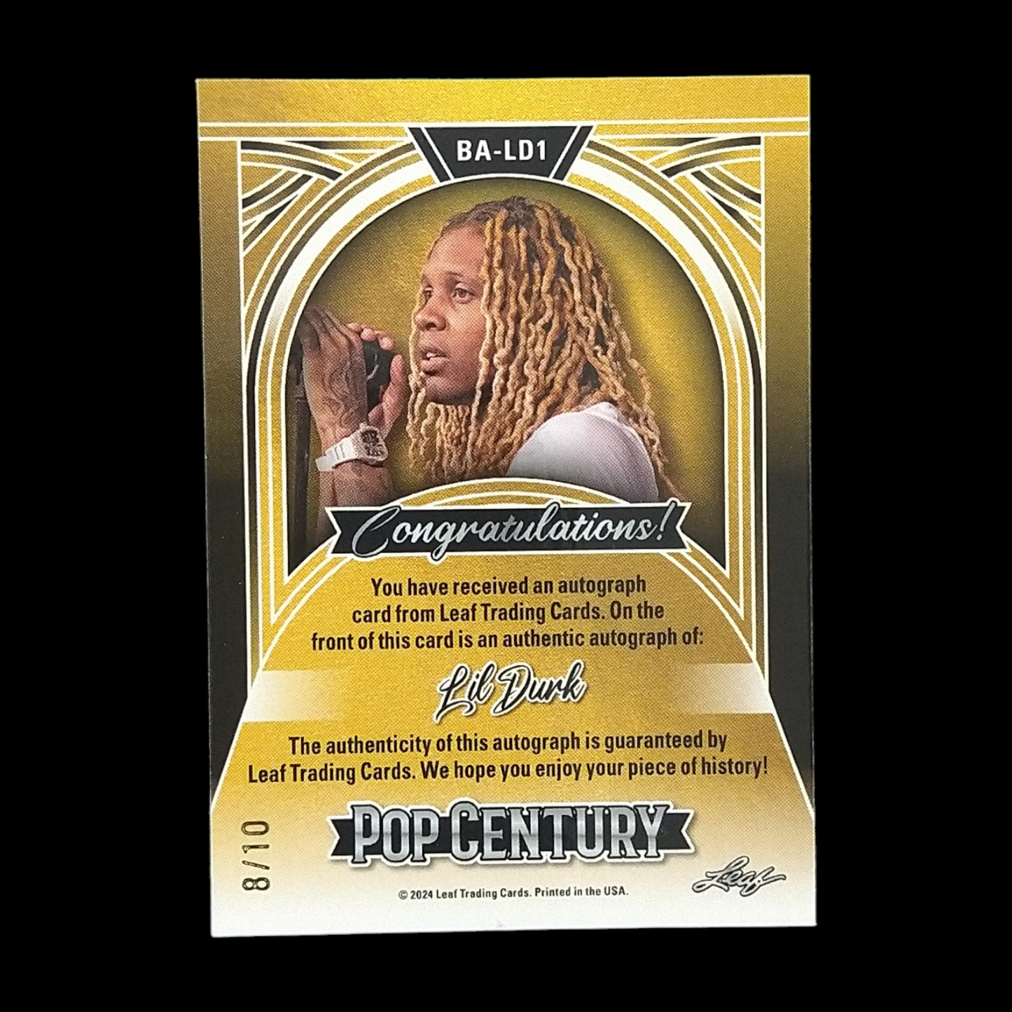 2024 Leaf Metal Pop Century Lil Durk Autograph /10