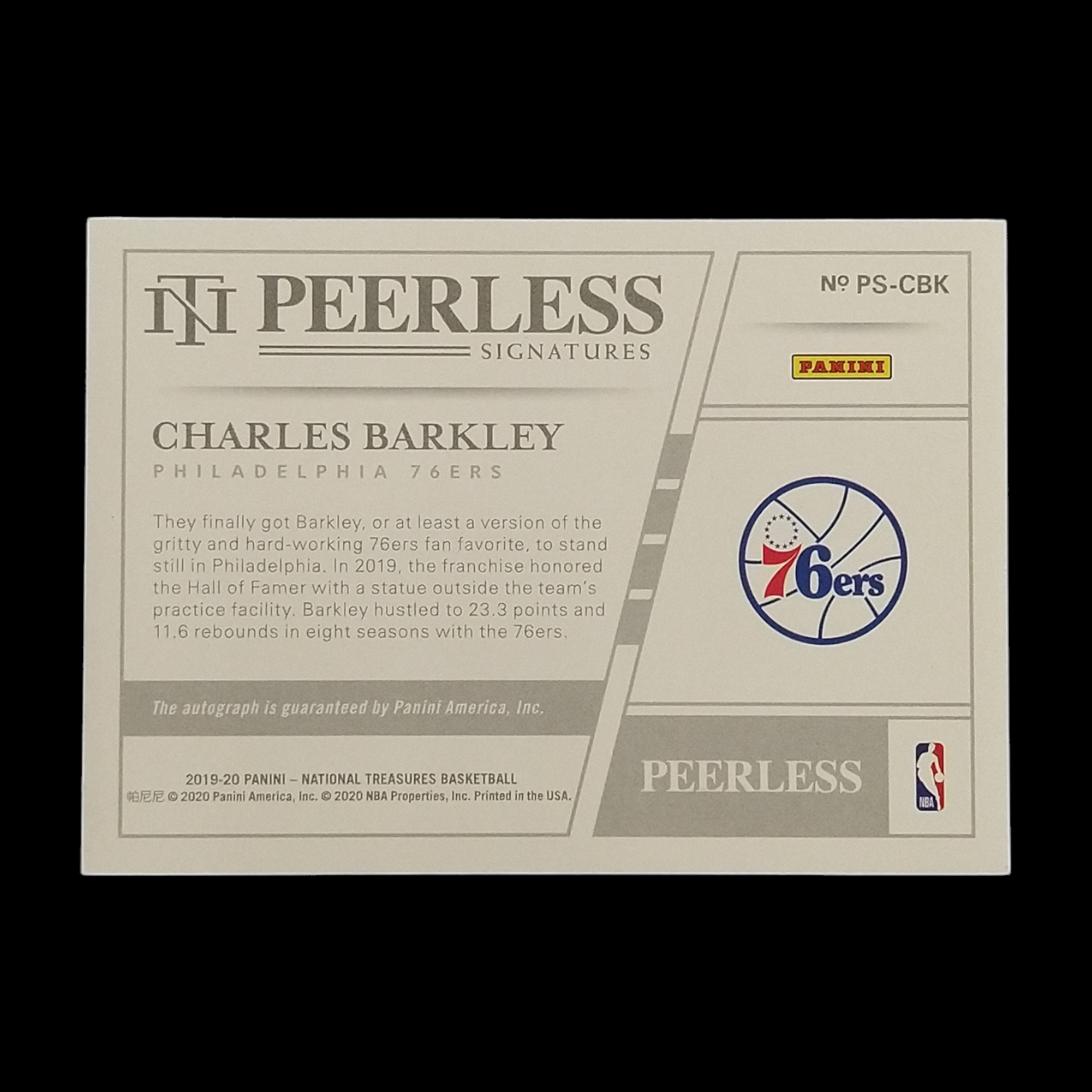 2019-20 Panini National Treasures Charles Barkley Autograph /25