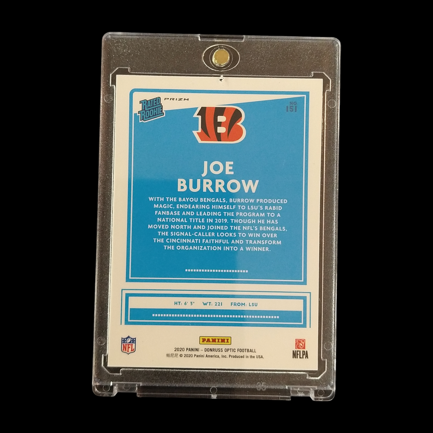 2020 Panini Donruss Optic Joe Burrow Blue Scope Rookie Prizm