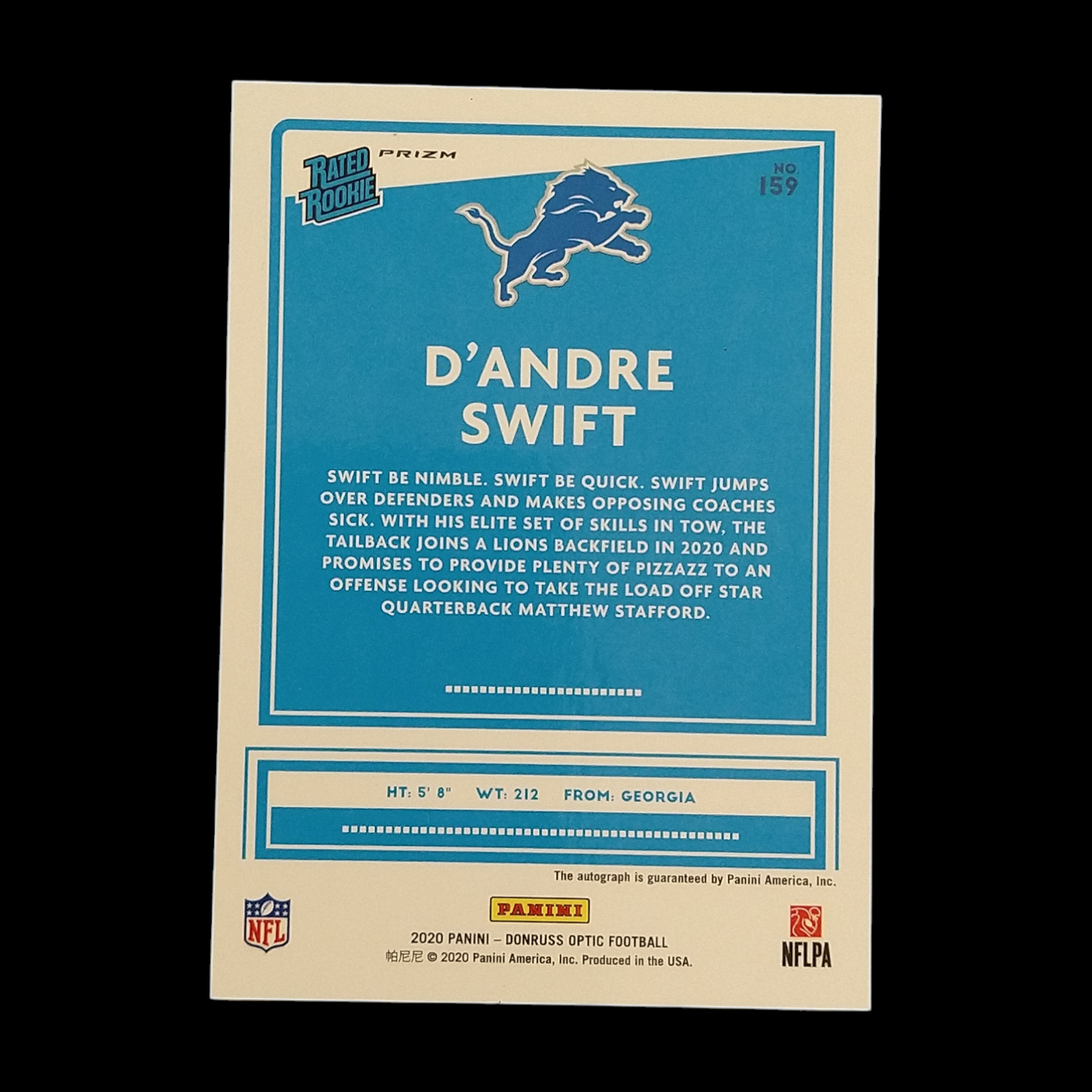 2020 Panini Optic Dandre Swift Bronze Prizm Autograph