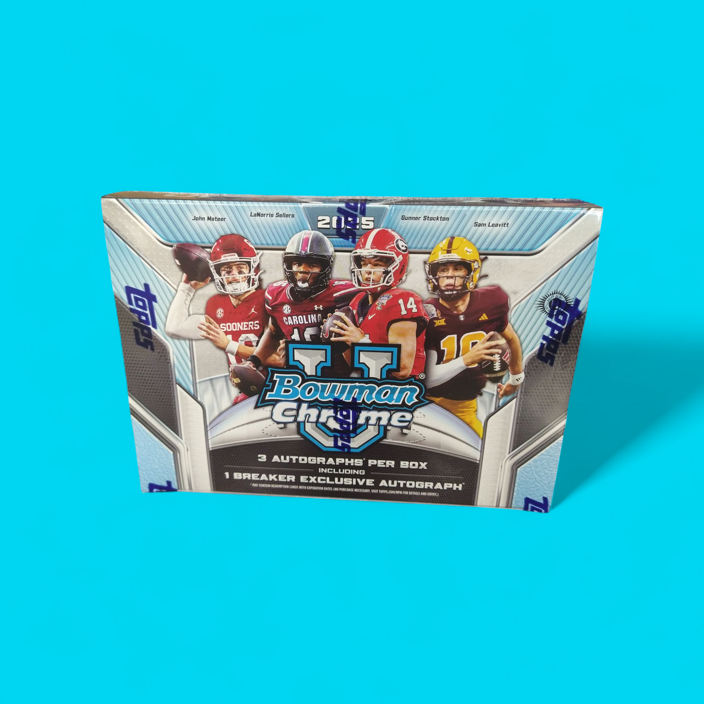 2025 Bowman Chrome University Football Breakers Delight HTA Box