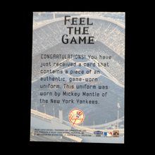 Load image into Gallery viewer, 2000 Fleer Mickey Mantle Feel The Game Used Jersey Relic with Pin Stripe