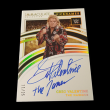 Load image into Gallery viewer, 2022 Panini Immaculate Nicknames Greg Valentine The Hammer On Card Autograph Serial # 11/25