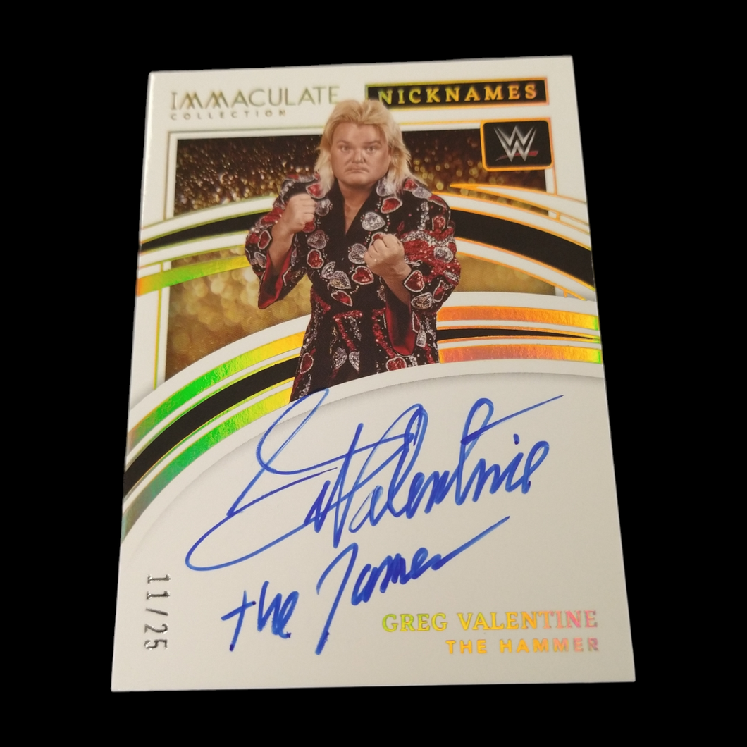 2022 Panini Immaculate Nicknames Greg Valentine The Hammer On Card Autograph Serial # 11/25