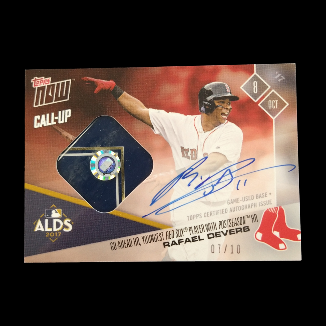 2017 Topps Now Rafael Devers Rookie Game Used Relic Autograph Serial # 7/10