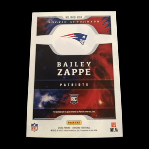 2022 Panini Origins Bailey Zappe Rookie On Card Autograph