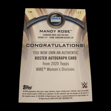 Load image into Gallery viewer, 2020 Topps Mandy Rose Smack Down Pink Autograph Serial # 127/150