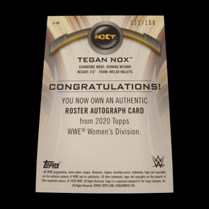 2020 Topps NXT Tegan Nox Rookie Pink Autograph Serial # 122/150