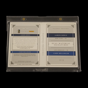 2018 Panini National Treasures Aaron Judge & Cody Bellinger Dual Jersey Booklet Autograph Serial # 15/25