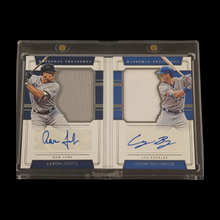 Load image into Gallery viewer, 2018 Panini National Treasures Aaron Judge &amp; Cody Bellinger Dual Jersey Booklet Autograph Serial # 15/25