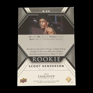 2022 Upper Deck Scoot Henderson Exquisite Rookie Serial # 32/149