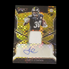 Load image into Gallery viewer, 2018 Panini Select James Conner Gold Prizm Patch Autograph Serial # 3/10