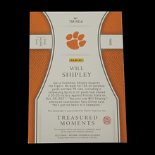 Load image into Gallery viewer, 2022 Panini National Treasures Will Shipley Autograph Clemson Serial # 49/75