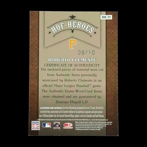 2005 Donruss Diamond Kings Roberto Clemente Dual Bat Relic Serial # 9/10