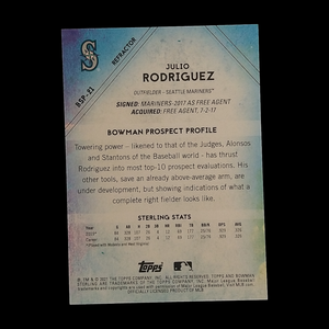 2021 Bowman Sterling Julio Rodriguez Prospect Refractor Serial # /199