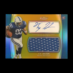 2012 Topps Finest T.Y. Hilton Gold Refractor Rookie Jersey Autograph Serial # /75