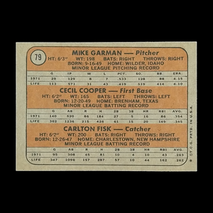 1972 Topps Red Sox Rookies Carlton Fisk #79