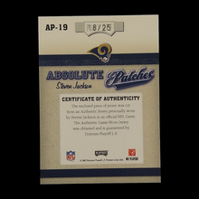 Load image into Gallery viewer, 2007 Panini Absolute Steven Jackson Jumbo Game Worn Jersey Patch Serial # /25