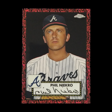 Load image into Gallery viewer, 2021 Topps Chrome Anniversary Phil Niekro Red Refractor Serial # /5