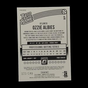 2018 Panini Donruss Ozzie Albies Rated Rookie Blue Prizm Serial # /149