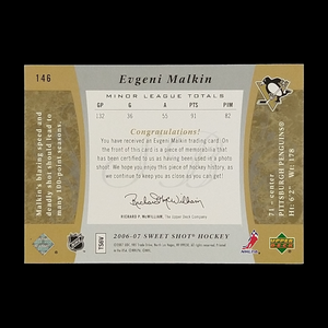 2006-07 Upper Deck Evgeni Malkin Sweet Spot Rookie Jersey Serial # /499