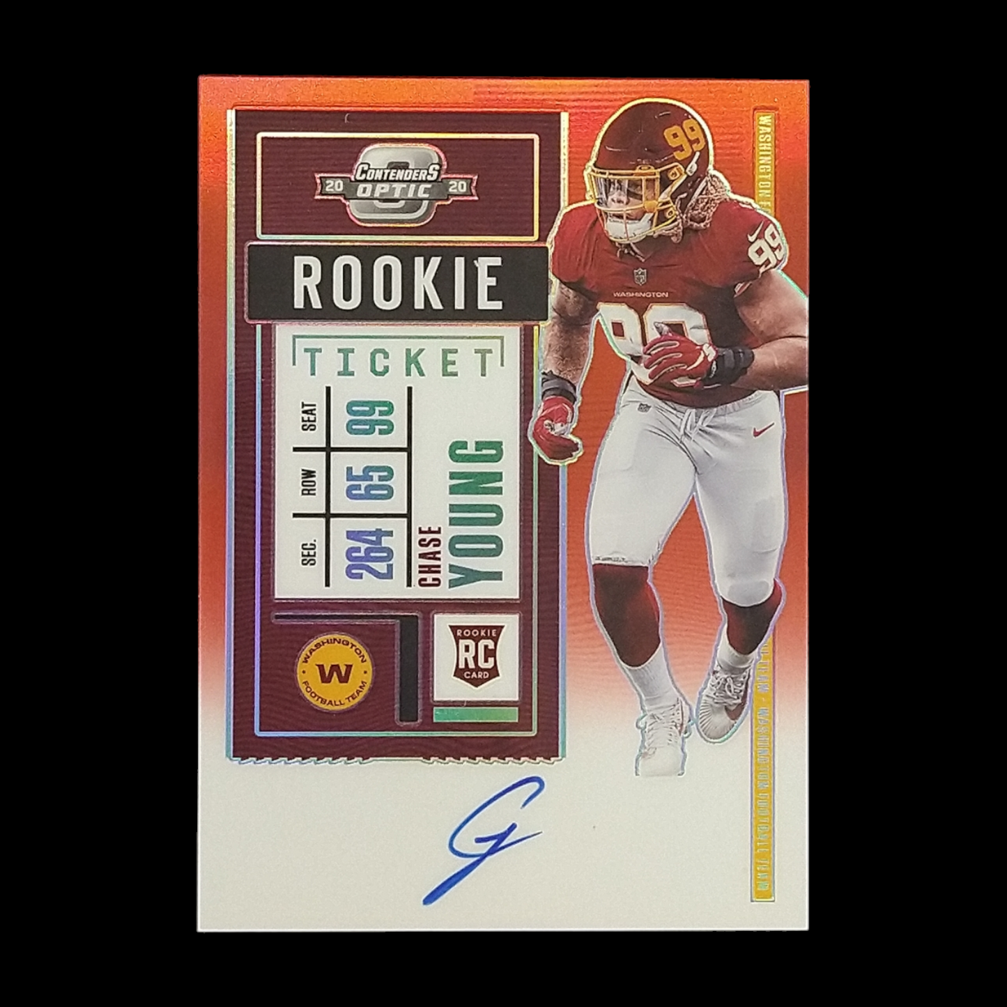 2020 Panini Optic Contenders Chase Young Rookie Red Prizm Autograph Serial # /199