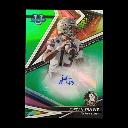 2022 Bowman Chrome U Jordan Travis Green Refractor Autograph Serial # /99