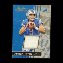 Load image into Gallery viewer, 2018 Panini Absolute Matthew Stafford Heroes Jersey Relic Serial # /199