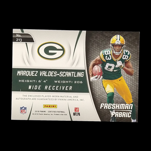 2018 Panini Certified Marquez Valdes Scantling Rookie Patch Autograph Serial # /499