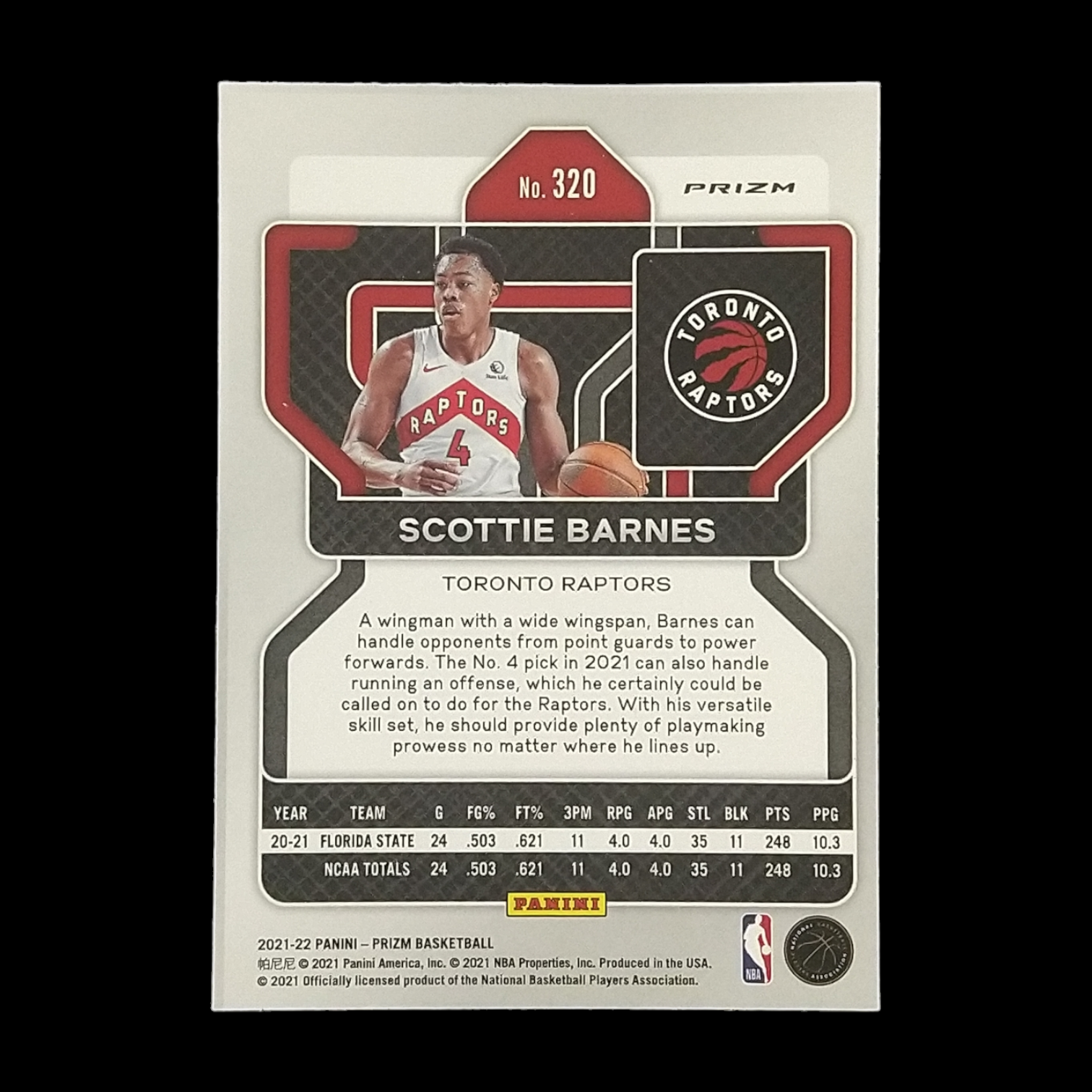 2021-22 Panini Prizm Scottie Barnes Rookie Red White Blue #320 – SCJ