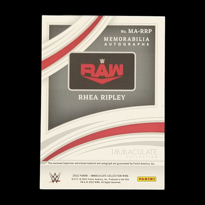 2022 Panini Immaculate Rhea Ripley Memorabilia Autograph Serial # /99