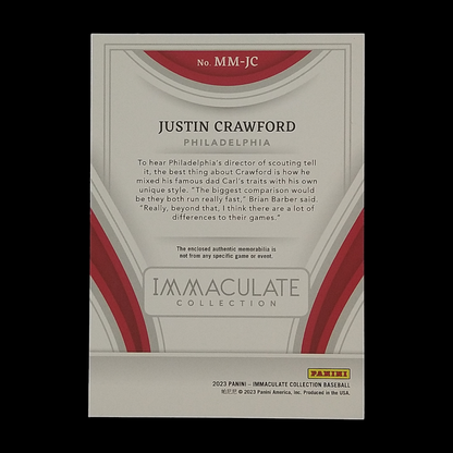 2023 Panini Immaculate Justin Crawford Jersey Patch Serial # /25