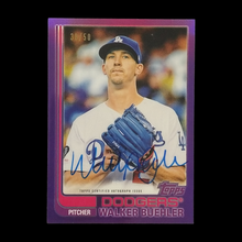 Load image into Gallery viewer, 2021 Topps Tribute Walker Buehler 1982 Throwback Purple Refractor Autograph Serial # /50