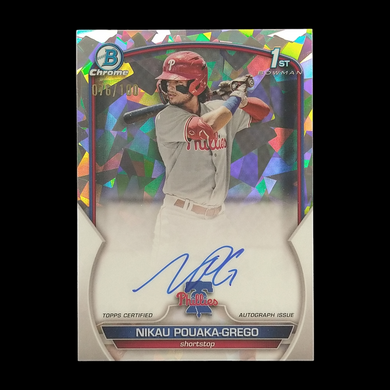 2023 Bowman Chrome Nikau Pouaka-Grego Atomic Refractor Autograph Serial # /100