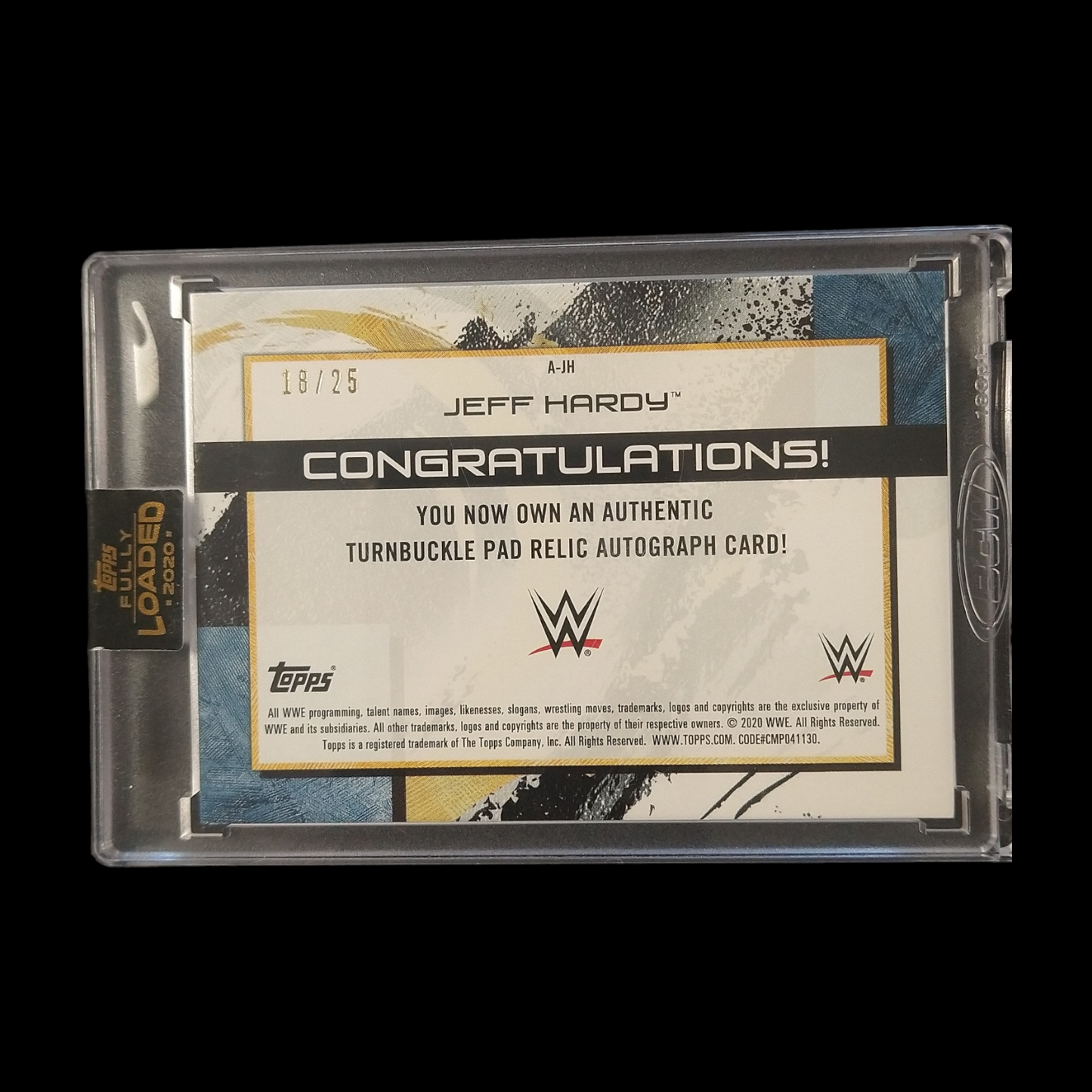 2020 Topps WWE Fully Loaded Jeff Hardy Relic Autograph /25
