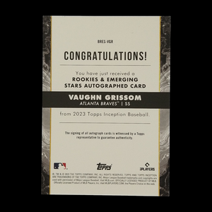 2023 Topps Inception Vaughn Grissom Rookie Autograph