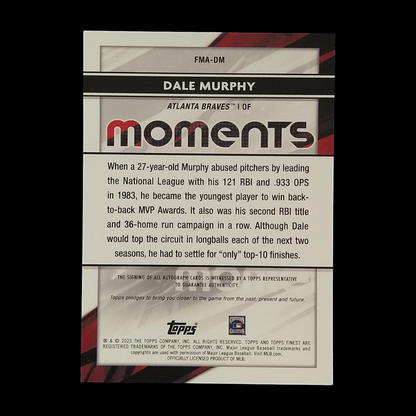 2023 Topps Finest Dale Murphy Moments Autograph