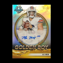 Load image into Gallery viewer, 2022 Bowman Chrome University Bo Nix Golden Boy Refractor Autograph /99