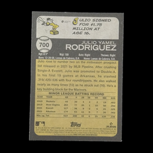 Load image into Gallery viewer, 2022 Topps Heritage Julio Rodriguez Rookie Blue Sparkle #700