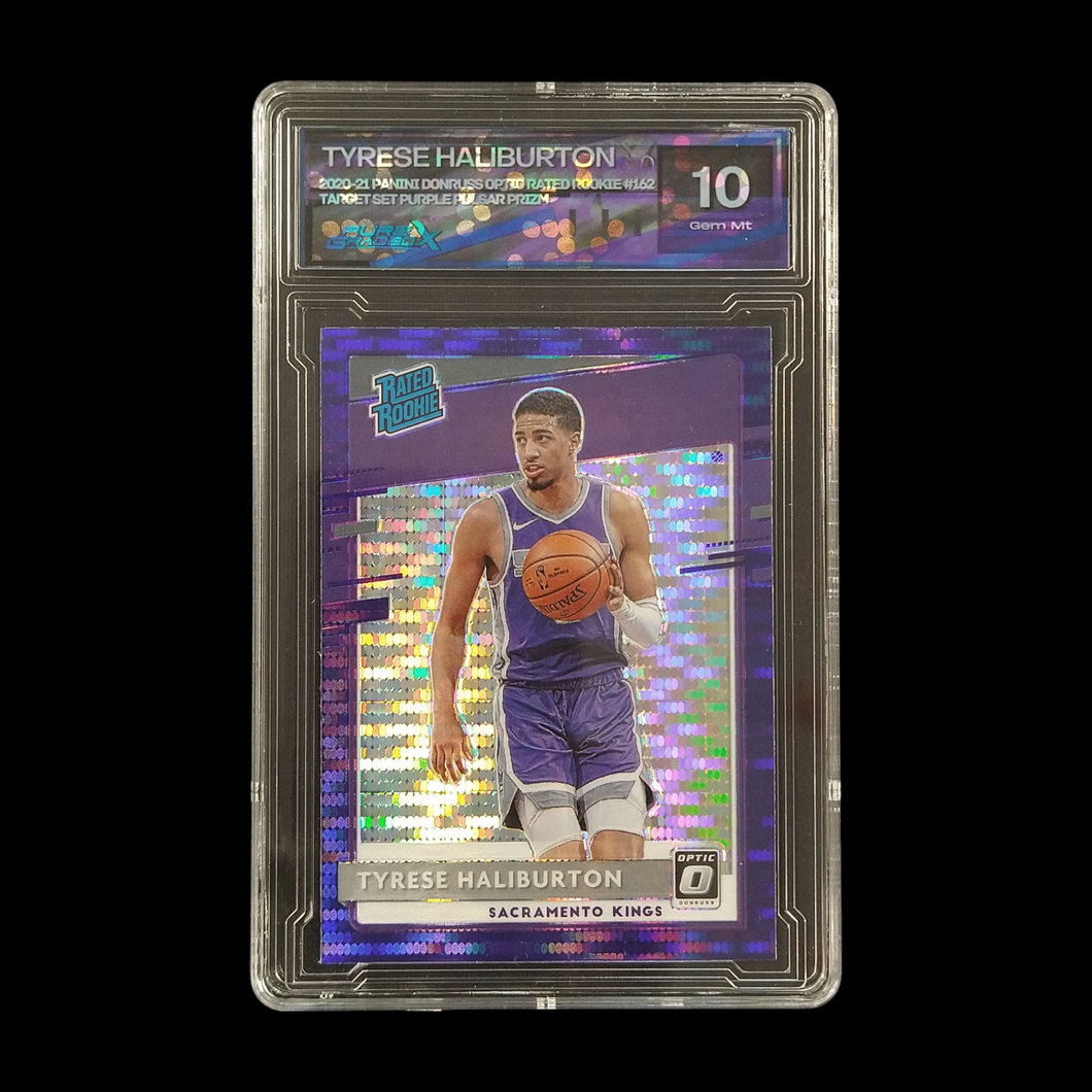 2020-21 Panini Donruss Optic Tyrese Haliburton Rookie Pulsar Purple Pure Graded 10