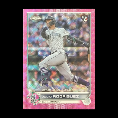 2022 Topps Chrome Update Julio Rodriguez Pink Wave Rookie Refractor