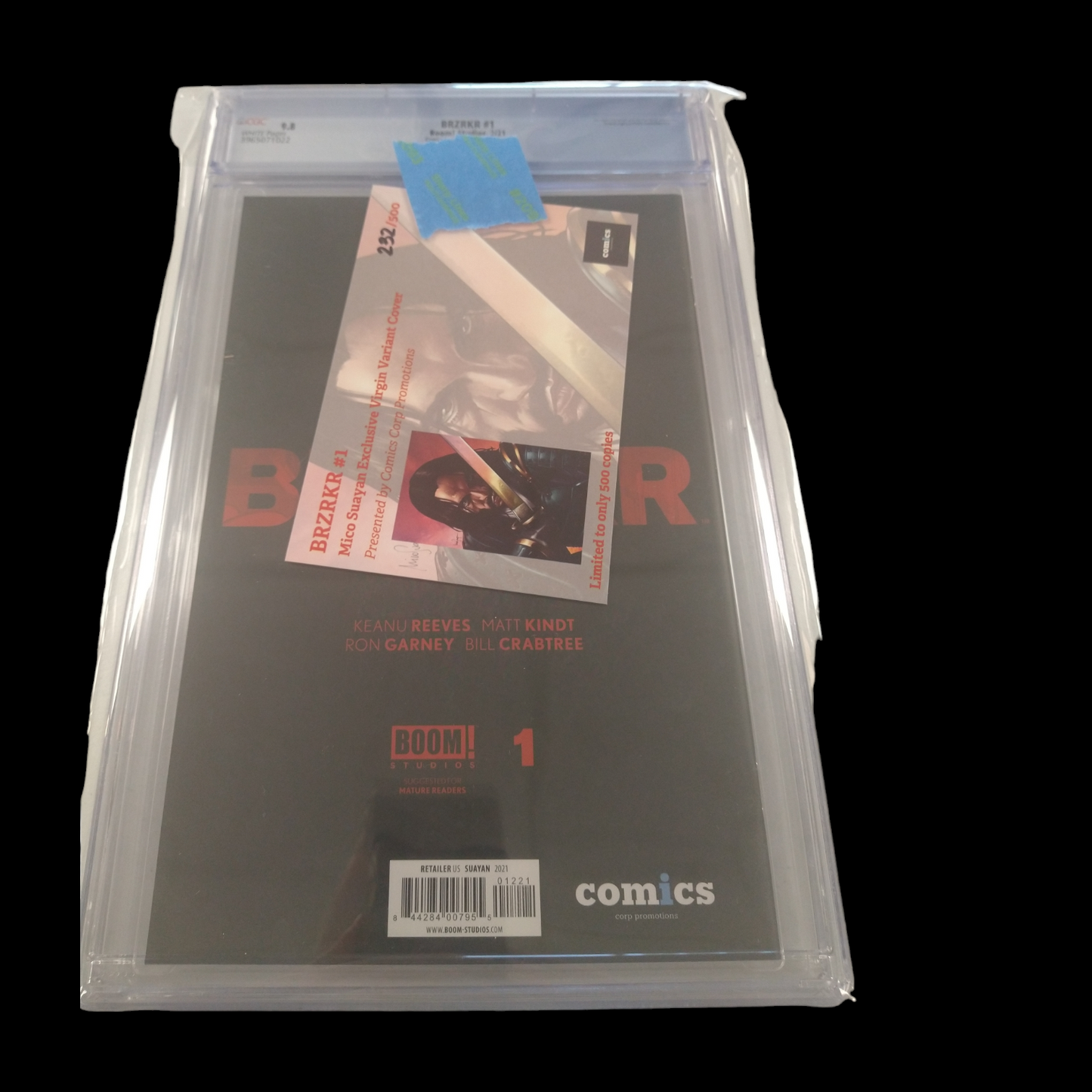 BRZRKR #1 Keanu Reeves & Matt Kindt Story Ron Garnet Art Mico Suayan Cover /500 CGC 9.8