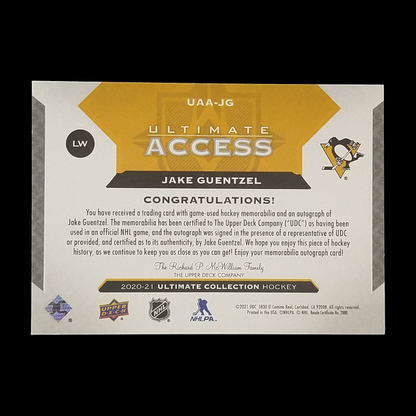 2020-21 Upper Deck Ultimate Jake Guentzel Jersey Autograph /135