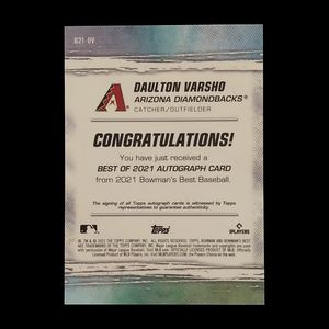 2021 Bowman's Best Dalton Varsho Rookie Autograph