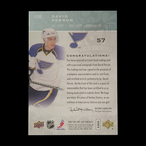 2007-08 Upper Deck The Cup David Perron Rookie Jersey Patch Autograph /249