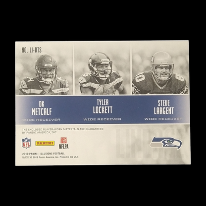 2019 Panini Illusions DK Metcalf , Tyler Lockett , Steve Largent Triple Jersey Relic